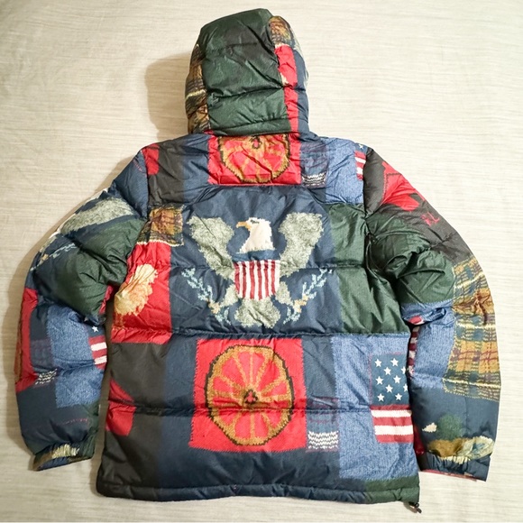 Polo Ralph Lauren Water Repellent Quilted Americana Flag Patchwork Down Jacket😳 - Picture 10 of 16